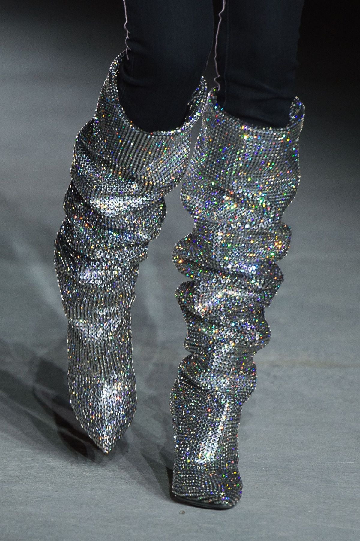 SAINT LAURENT Niki Crystal Boots 38