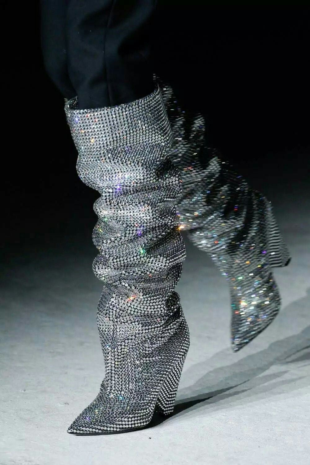 SAINT LAURENT Niki Crystal Boots 38